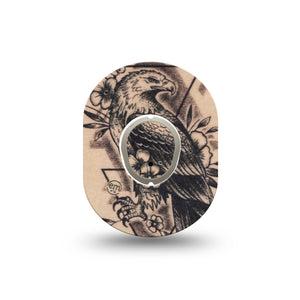 ExpressionMed Hawk Dexcom G7 Mini Tape, Dexcom Stelo Glucose Biosensor System, Single Tape and Single Sticker Triangle Bird Tattoo, Patch Continuous Glucose Monitor Design