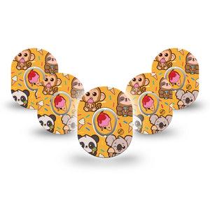 ExpressionMed Ice Cream Buddies Dexcom G7 Mini Tape, Dexcom Stelo Glucose Biosensor System, 5-Pack Tape and 5-Pack Sticker Sweets Animals, Patch Continuous Glucose Monitor Design