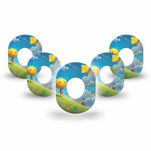 ExpressionMed Summer Kite Dexcom G7 Mini Tape, Dexcom Stelo Glucose Biosensor System, 5-Pack Tape Sunny Kite, Patch Continuous Glucose Monitor Design