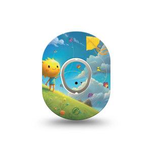 ExpressionMed Summer Kite Dexcom G7 Mini Tape, Dexcom Stelo Glucose Biosensor System, Single Tape Happy Sun Kite, Patch Continuous Glucose Monitor Design