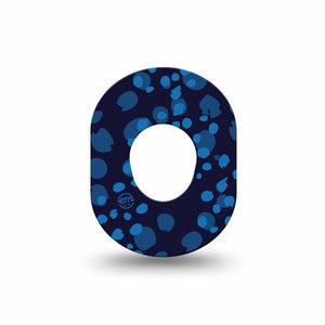 ExpressionMed Blue Drops Dexcom G7 Mini Tape, Dexcom Stelo Glucose Biosensor System, Single Tape Navy With Light Blue Shapes, Patch Continuous Glucose Monitor Design
