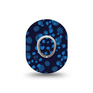 ExpressionMed Blue Drops Dexcom G7 Mini Tape, Dexcom Stelo Glucose Biosensor System, Single Tape and Single Sticker Navy With Light Blue Shapes, Patch Continuous Glucose Monitor Design