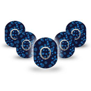 ExpressionMed Blue Drops Dexcom G7 Mini Tape, Dexcom Stelo Glucose Biosensor System, 5-Pack Tape and 5-Pack Sticker Deep Blue Light Blue Mix, Patch Continuous Glucose Monitor Design