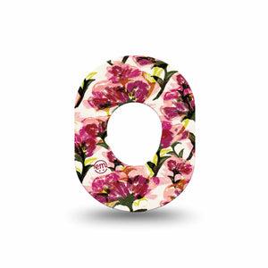 ExpressionMed Maroon Flowers Dexcom G7 Mini Tape, Dexcom Stelo Glucose Biosensor System, Single Tape Dark Red Floaty Florals, Patch Continuous Glucose Monitor Design