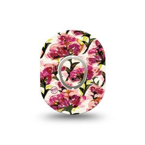 ExpressionMed Maroon Flowers Dexcom G7 Mini Tape, Dexcom Stelo Glucose Biosensor System, Single Tape and Single Sticker Dark Red Floaty Florals, Patch Continuous Glucose Monitor Design