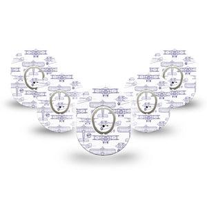 ExpressionMed Airplane Dexcom G7 Mini Tape, Dexcom Stelo Glucose Biosensor System, 5-Pack Tape and 5-Pack Sticker Stenciled Aircraft, Patch Continuous Glucose Monitor Design