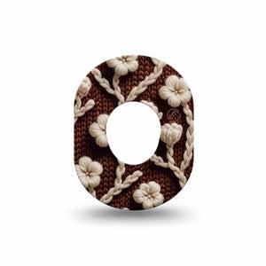 ExpressionMed Cozy Sweater Dexcom G7 Mini Tape, Dexcom Stelo Glucose Biosensor System, Single Tape Brown With White Florals, Patch Continuous Glucose Monitor Design