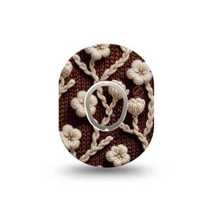 ExpressionMed Cozy Sweater Dexcom G7 Mini Tape, Dexcom Stelo Glucose Biosensor System, Single Tape and Single Sticker Brown With White Florals, Patch Continuous Glucose Monitor Design
