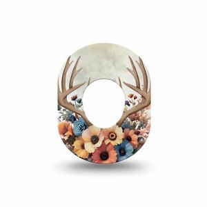 ExpressionMed Floral Antlers Dexcom G7 Mini Tape, Dexcom Stelo Glucose Biosensor System, Single Tape Muted Blossoms, Patch Continuous Glucose Monitor Design