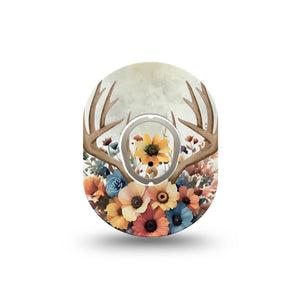 ExpressionMed Floral Antlers Dexcom G7 Mini Tape, Dexcom Stelo Glucose Biosensor System, Single Tape and Single Sticker Muted Blossoms, Patch Continuous Glucose Monitor Design
