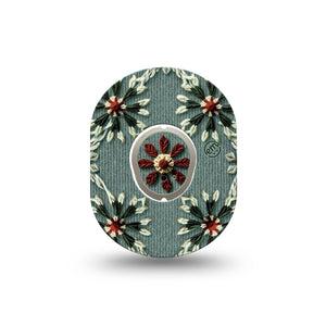 ExpressionMed Green Embroidery Dexcom G7 Mini Tape, Dexcom Stelo Glucose Biosensor System, Single Tape and Single Sticker Threaded Textile Print, Patch Continuous Glucose Monitor Design