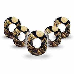ExpressionMed Black Mountain Dexcom G7 Mini Tape, Dexcom Stelo Glucose Biosensor System, 5-Pack Tape Black Gold Moon Summit, Patch Continuous Glucose Monitor Design