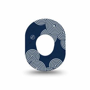 ExpressionMed Blue Swirls Dexcom G7 Mini Tape, Dexcom Stelo Glucose Biosensor System, Single Tape Tight Swirls, Patch Continuous Glucose Monitor Design
