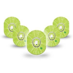 ExpressionMed Lime Dexcom G7 Mini Tape 5-Pack Green Citrus, CGM Adhesive Patch Design, Dexcom Stelo Glucose Biosensor System with center stickers