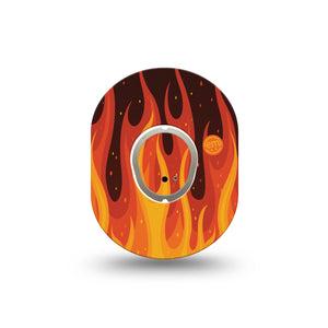 ExpressionMed Roarin' Flame Dexcom G7 Mini Tape, Dexcom Stelo Glucose Biosensor System, Single Tape and Single Sticker Blazing Hot Themed, Plaster Continuous Glucose Monitor Design