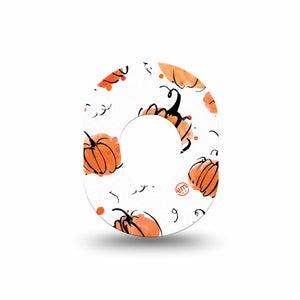 ExpressionMed Pumpkins Dexcom G7 Mini Tape, Dexcom Stelo Glucose Biosensor System, Single Tape, Water-colored Pumpkins, CGM Overlay Patch Design, Dexcom Stelo Glucose Biosensor System