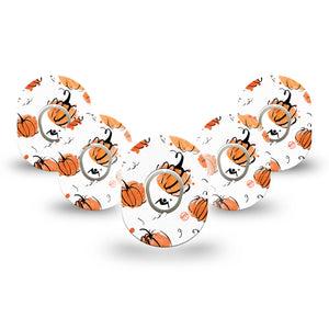 ExpressionMed Pumpkins Dexcom G7 Mini Tape, Dexcom Stelo Glucose Biosensor System, 5-Pack Tape and 5-Pack Sticker, Halloween Squash, Patch Continuous Glucose Monitor Design