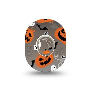 ExpressionMed Halloweeny Dexcom G7 Mini Tape, Dexcom Stelo Glucose Biosensor System, Single Tape and Single Sticker, Bats and Pumpkins, Patch Continuous Glucose Monitor Design