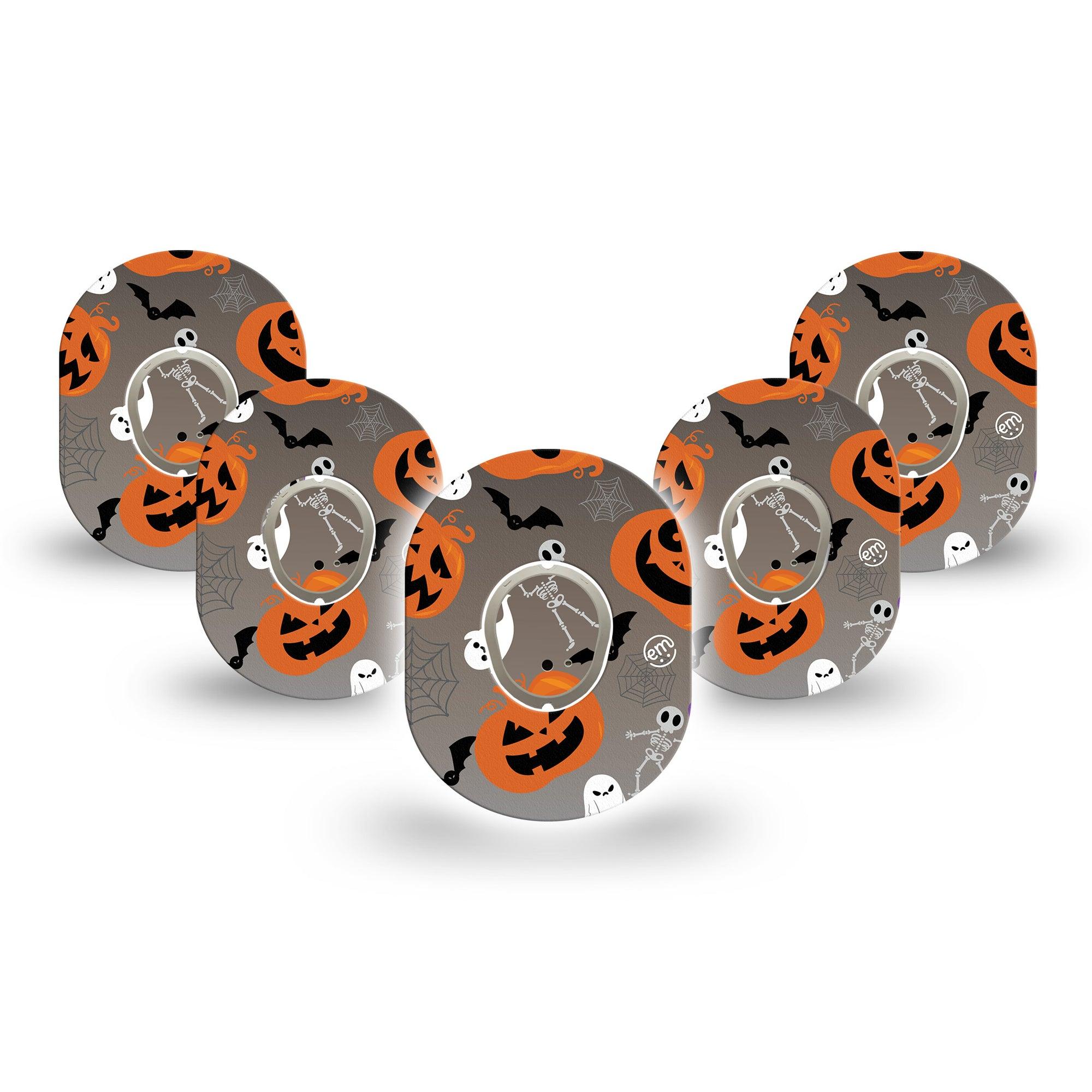 ExpressionMed Halloweeny Dexcom G7 Mini Tape, Dexcom Stelo Glucose Biosensor System, 5-Pack Tape and 5-Pack Sticker, Halloween Ornaments, Patch Continuous Glucose Monitor Design