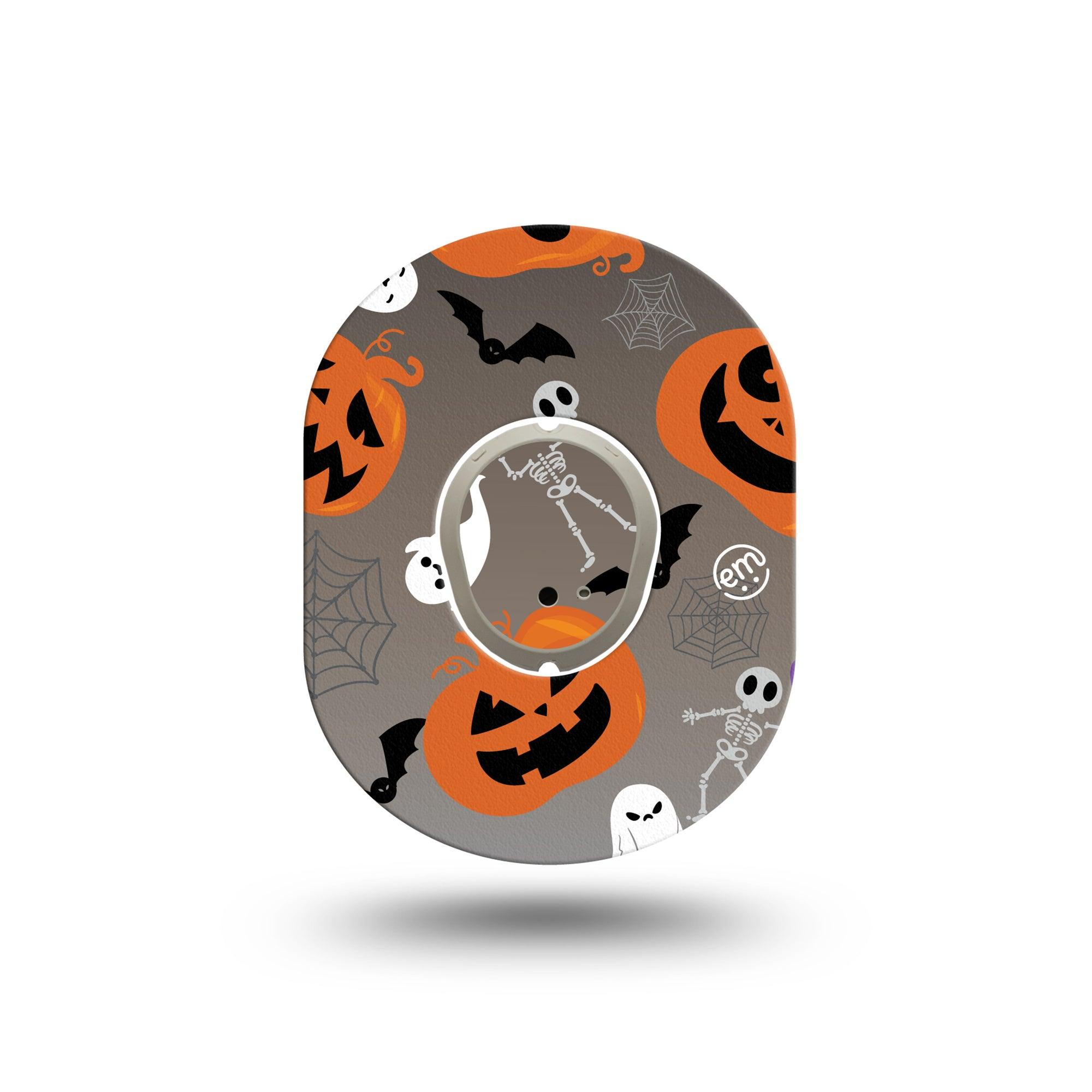 ExpressionMed Halloweeny Dexcom G7 Mini Tape, Dexcom Stelo Glucose Biosensor System, Single Tape and Single Sticker, Bats and Pumpkins, Patch Continuous Glucose Monitor Design