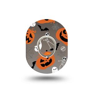 ExpressionMed Halloweeny Dexcom G7 Mini Tape, Dexcom Stelo Glucose Biosensor System, Single Tape and Single Sticker, Bats and Pumpkins, Patch Continuous Glucose Monitor Design