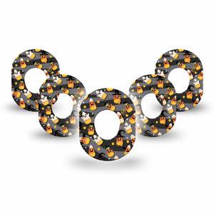 ExpressionMed Candy Corn Dexcom G7 Mini Tape, Dexcom Stelo Glucose Biosensor System, 5-Pack Tape, Halloween Treats, CGM Overlay Patch Design, Dexcom Stelo Glucose Biosensor System