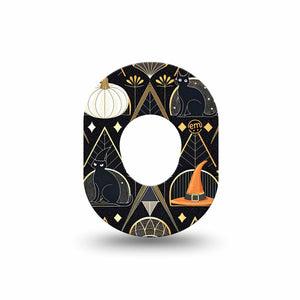 ExpressionMed Art Deco Halloween Dexcom G7 Mini Tape, Dexcom Stelo Glucose Biosensor System, Single Tape Black Cats Art Deco, Patch Continuous Glucose Monitor Design