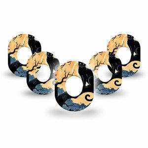 ExpressionMed Spooky Black Cat Dexcom G7 Mini Tape, Dexcom Stelo Glucose Biosensor System, 5-Pack Tape Autumn Scenery Black Cat, Patch Continuous Glucose Monitor Design