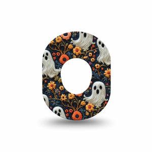 ExpressionMed Embroidered Ghost Dexcom G7 Mini Tape, Dexcom Stelo Glucose Biosensor System, Single Tape Fall Flowers Ghost Inspired, Patch Continuous Glucose Monitor Design