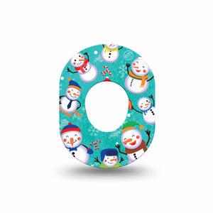 ExpressionMed Snowman Celebration Dexcom G7 Mini Tape, Dexcom Stelo Glucose Biosensor System, Single Tape, Snow Buddies, CGM Overlay Patch Design, Dexcom Stelo Glucose Biosensor System