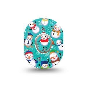 ExpressionMed Snowman Celebration Dexcom G7 Mini Tape, Dexcom Stelo Glucose Biosensor System, Single Tape and Single Sticker, Snow Buddies, Patch Continuous Glucose Monitor Design
