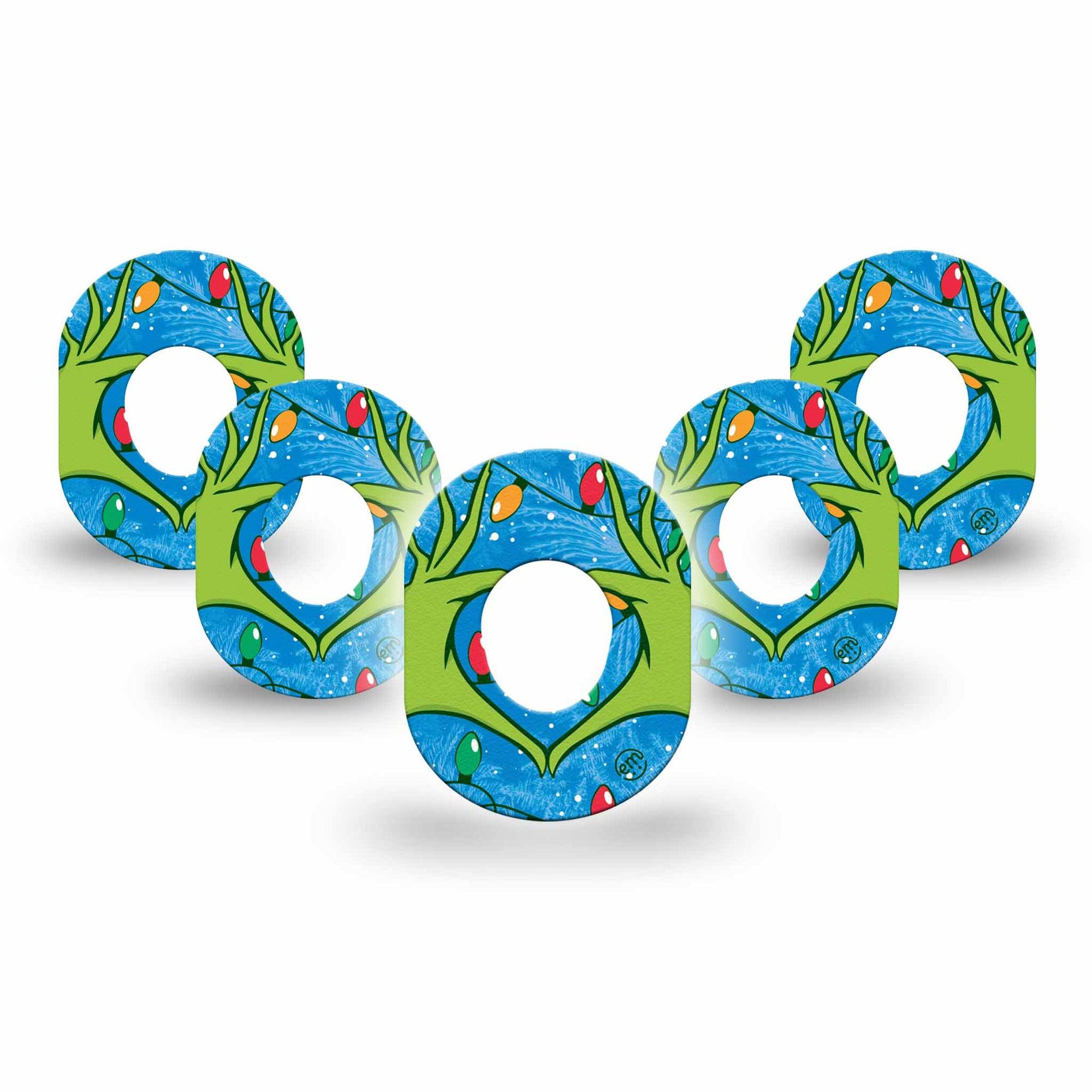 ExpressionMed Holiday Heart Hands Dexcom G7 Mini Tape, Dexcom Stelo Glucose Biosensor System, 5-Pack Tape, Grumpy Heart Sign, CGM Adhesive Patch Design, Dexcom Stelo Glucose Biosensor System