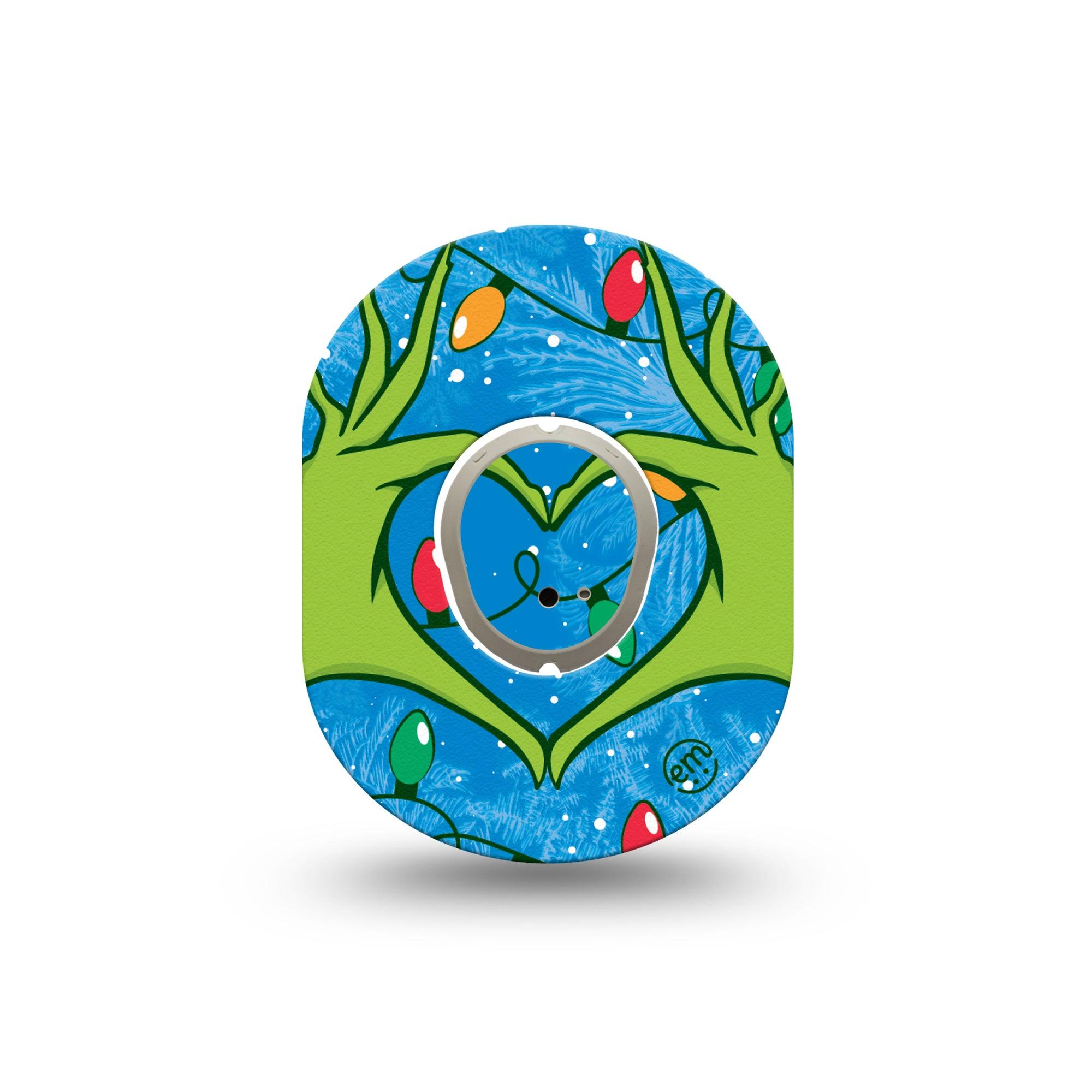 ExpressionMed Holiday Heart Hands Dexcom G7 Mini Tape, Dexcom Stelo Glucose Biosensor System, Single Tape and Single Sticker, Colorful Season, Patch Continuous Glucose Monitor Design