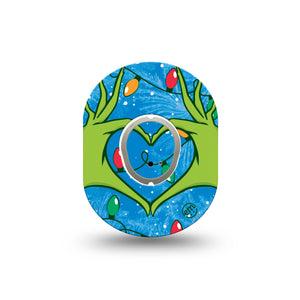 ExpressionMed Holiday Heart Hands Dexcom G7 Mini Tape, Dexcom Stelo Glucose Biosensor System, Single Tape and Single Sticker, Colorful Season, Patch Continuous Glucose Monitor Design