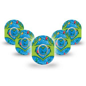 ExpressionMed Holiday Heart Hands Dexcom G7 Mini Tape, Dexcom Stelo Glucose Biosensor System, 5-Pack Tape and 5-Pack Sticker Grumpy Heart Sign, Patch Continuous Glucose Monitor Design