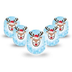 ExpressionMed Flurry the Reindeer Dexcom G7 Mini Tape 5-Pack Tape and 5-Pack Sticker Snow Reindeer Foot Tracks, CGM Overlay Patch Design, Dexcom Stelo Glucose Biosensor System