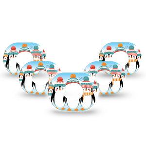 ExpressionMed Penguins In Row Dexcom G7 Mini Tape, Dexcom Stelo Glucose Biosensor System, 5-Pack Tape Happy Cheery Penguins, Patch Continuous Glucose Monitor Design
