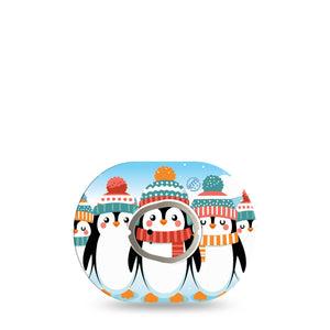 ExpressionMed Penguins In Row Dexcom G7 Mini Tape, Dexcom Stelo Glucose Biosensor System, Single Tape and Single Sticker Happy Cheery Penguins, Patch Continuous Glucose Monitor Design