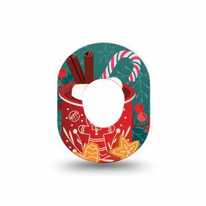 ExpressionMed Hot Chocolate Dexcom G7 and Stelo Mini Tape, Dexcom Stelo Glucose Biosensor System, Single Tape Hot Chocolate and Cookies, Patch Continuous Glucose Monitor Design