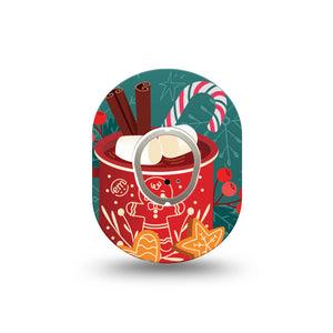 ExpressionMed Hot Chocolate Dexcom G7 Mini Tape, Dexcom Stelo Glucose Biosensor System, Single Tape and Single Sticker Holiday Cookies and Chocolate Milk Theme, Patch Continuous Glucose Monitor Design