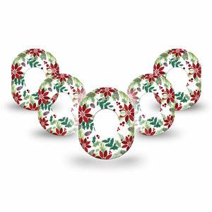 ExpressionMed Christmas Wreath Dexcom G7 Mini Tape, Dexcom Stelo Glucose Biosensor System,  5-Pack Tape Christmas Theme Foliage, Patch Continuous Glucose Monitor Design