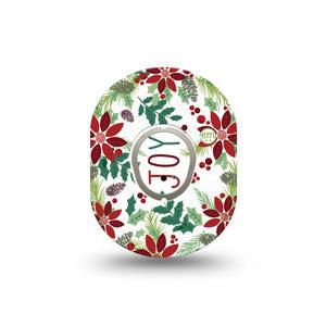 ExpressionMed Christmas Wreath Dexcom G7 Mini Tape, Dexcom Stelo Glucose Biosensor System,  Single Tape and Single Sticker Happy Holidays Themed Wreath, Patch Continuous Glucose Monitor Design