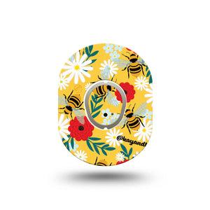 ExpressionMed Bees and Flowers Dexcom G7 Mini Tape, Dexcom Stelo Glucose Biosensor System, Single Tape and Single Sticker Busy Bees, Patch Continuous Glucose Monitor Design