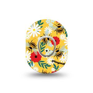 ExpressionMed Bees and Flowers Dexcom G7 Mini Tape, Dexcom Stelo Glucose Biosensor System, Single Tape and Single Sticker Busy Bees, Patch Continuous Glucose Monitor Design