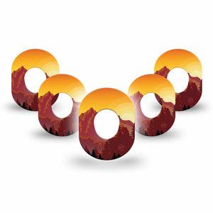 ExpressionMed Sunset Mountain Dexcom G7 Mini Tape, Dexcom Stelo Glucose Biosensor System, 5-Pack Tape, 5-Pack Mountain Sunset View, CGM Overlay Patch Design, Dexcom Stelo Glucose Biosensor System