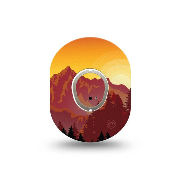 ExpressionMed Sunset Mountain Dexcom G7 Mini Tape, Dexcom Stelo Glucose Biosensor System, Single Tape and Single Sticker, Nature Scenery, Patch Continuous Glucose Monitor Design