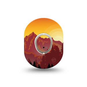 ExpressionMed Sunset Mountain Dexcom G7 Mini Tape, Dexcom Stelo Glucose Biosensor System, Single Tape and Single Sticker, Nature Scenery, Patch Continuous Glucose Monitor Design
