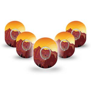ExpressionMed Sunset Mountain Dexcom G7 Mini Tape, Dexcom Stelo Glucose Biosensor System, 5-Pack Tape and 5-Pack Sticker Mountain Sunset View, Patch Continuous Glucose Monitor Design