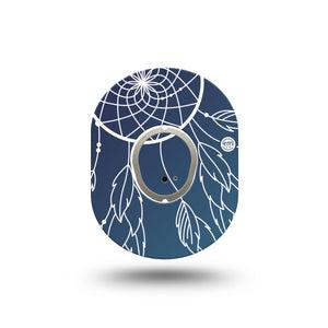 ExpressionMed Blue Dreamcatcher Dexcom G7 Mini Tape, Dexcom Stelo Glucose Biosensor System, Single Tape and Single Sticker Royal blue Dreamcatcher, Patch Continuous Glucose Monitor Design