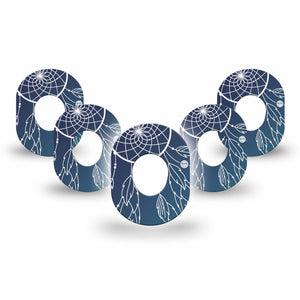 ExpressionMed Blue Dreamcatcher Dexcom G7 Mini Tape 5-Pack White Dreamweaver, CGM Adhesive Patch Design, Dexcom Stelo Glucose Biosensor System
